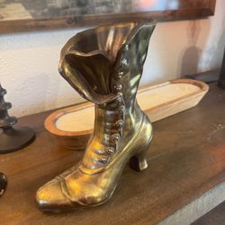 Vintage Gold Boot Vase