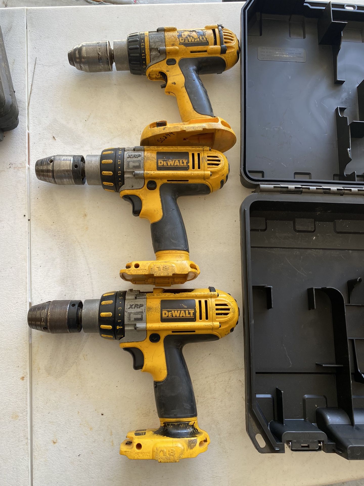 Three Dewalt Hammer drill XRP 18 V