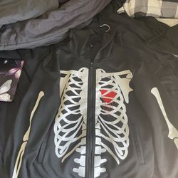 Black Skeleton Zip Up Hoodie  