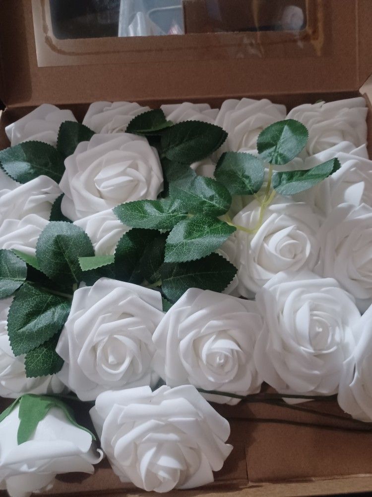 Ling's Moment/ Burgundy, Grey, Silver, & White Foam Roses