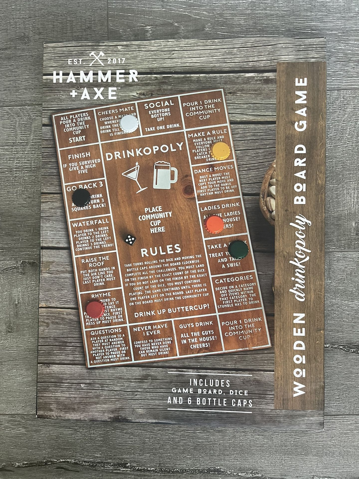 Wooden Drinkopoly Board Game