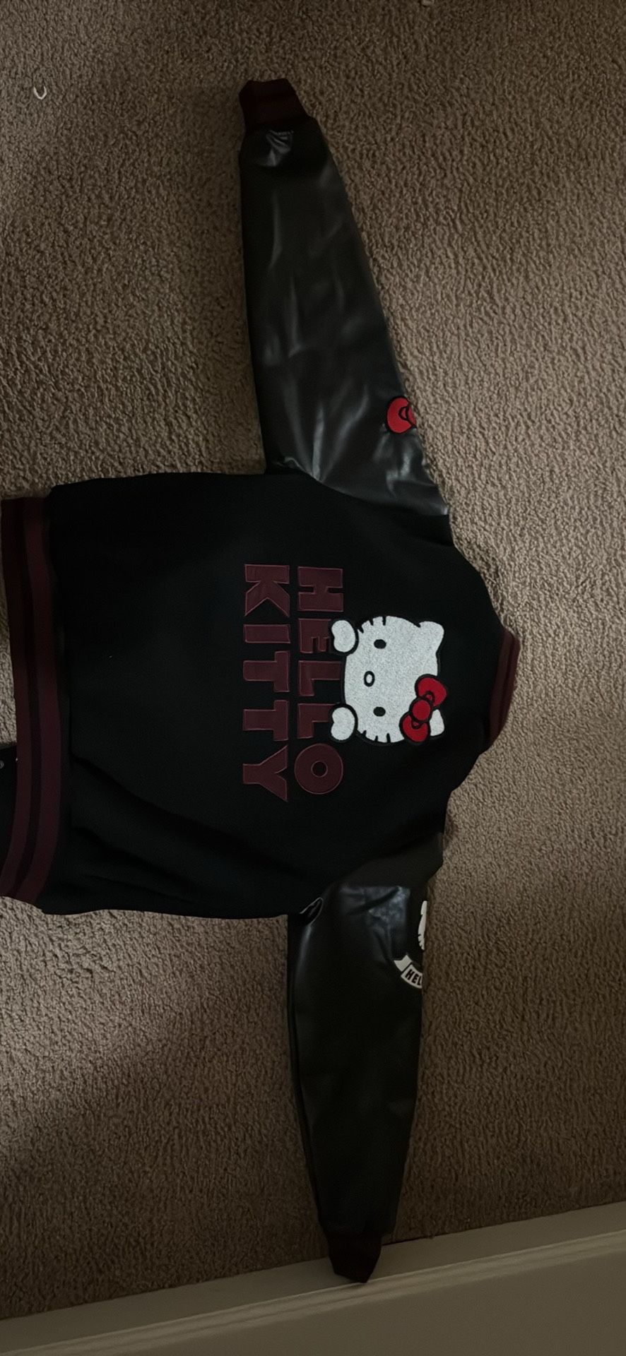 Limited Edition Hello Kitty Varsity Jacket (leather Sleeves) From Areopostale