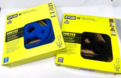 2x PACK Ryobi 11" Vortex Black Hard Bristle + Blue Soft Bristle Brushes *NEW*