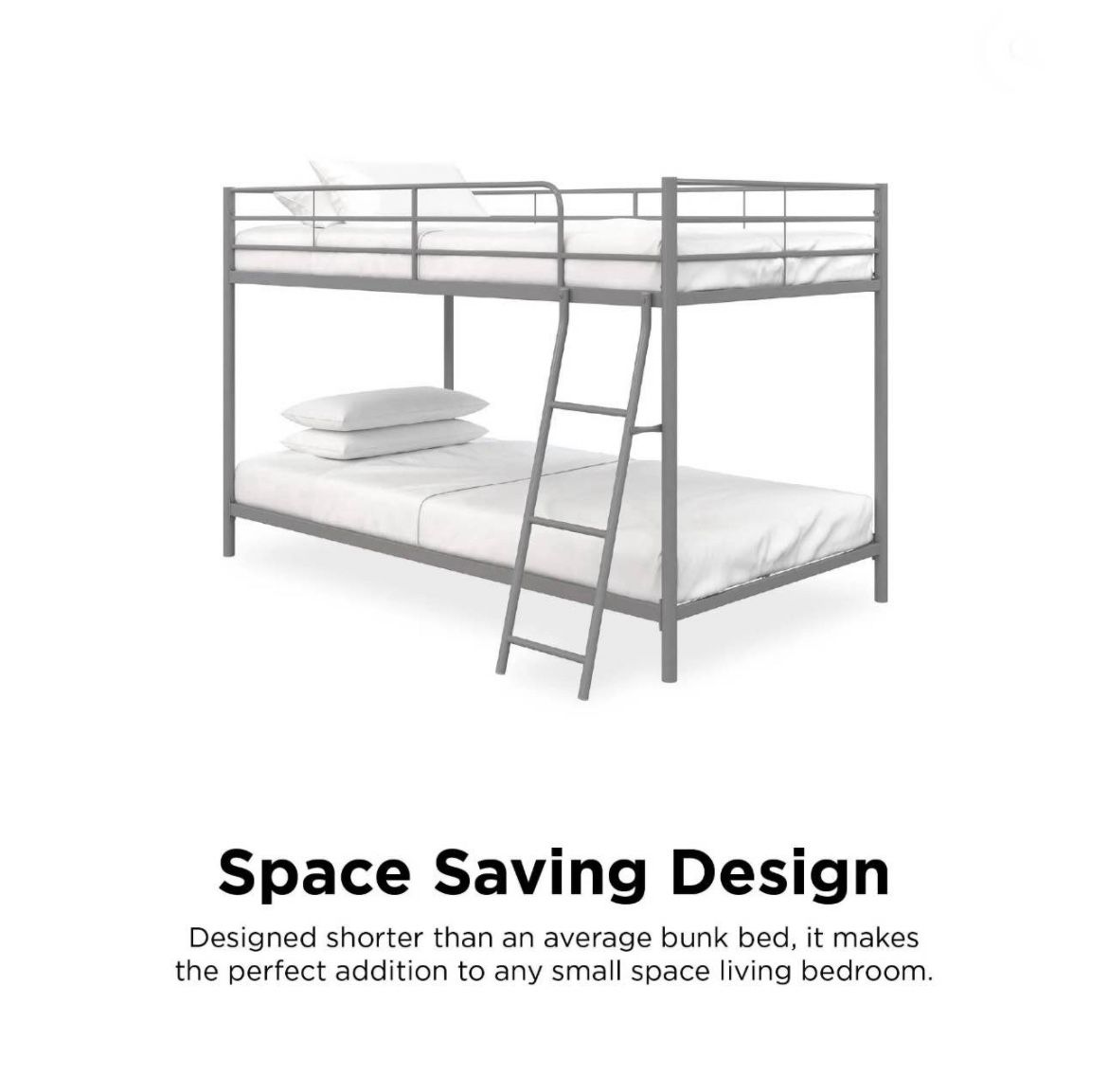 Twin over Twin Low Profile Junior Bunk Bed, Silver