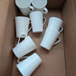 Eight Matching Coffee Cups Barely Used.