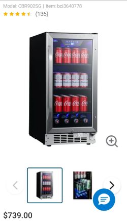 Beverage Cooler Refrigerator with Glass Door