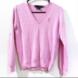 Ralph Lauren V Neck Pink Sweatshirt Size M