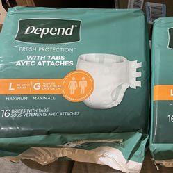 2 Packs of Size Lg Unisex DEPENDS 