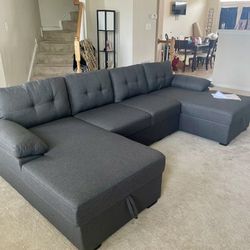 U Shaped Sectional Sofa Couch With Storage Chaise Bed Furniture