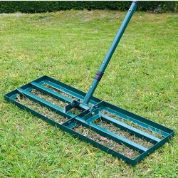 Lawn Leveling Rake,Stainless Steel Lawn Leveler with 30”x10” Ground Plate, 78” Adjustable Long Handle, Level Lawn Tool for Grass, Golf Field, Level So