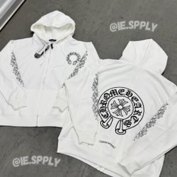 White Chrome Hearts Zip Up