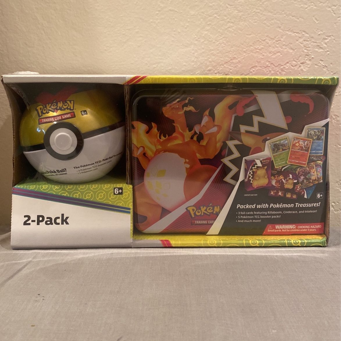 Pokemon TCG Collectors 2 Pack Chest Tin Lunchbox & Poke Ball Tin