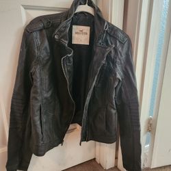 Hollister Leather Jacket Size L Womans