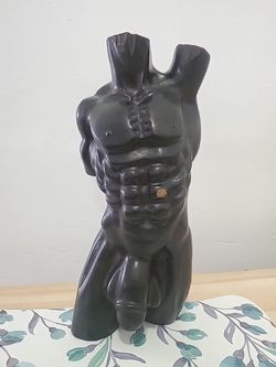 Ebony wood nude male torso sculpture 10 inch Form Art Decor Figurine Home Accent