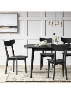 Astrid Mid Mod Chairs Wooden And Solid Black Set Of Two 