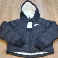 Nike Puffer Bomber Hoodie Jacket Size L For Girls 