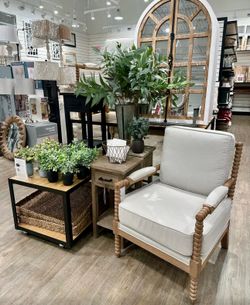 Kirkland’s Accent Chair – Wood Frame + Removable Washable Covers