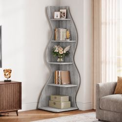 Brand New in Box – 70” Modern 5-Tier Corner Bookshelf / Display Shelf