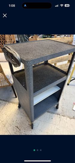 Mobile tv laptop electric heavy duty tools cart table with electrical plug outlets 43x18 x24