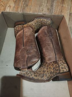 Leopard Print Leather Cowboy Boots