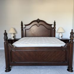 Solid Wood King Bed Frame + 2 Nightstands – Traditional – $550 OBO