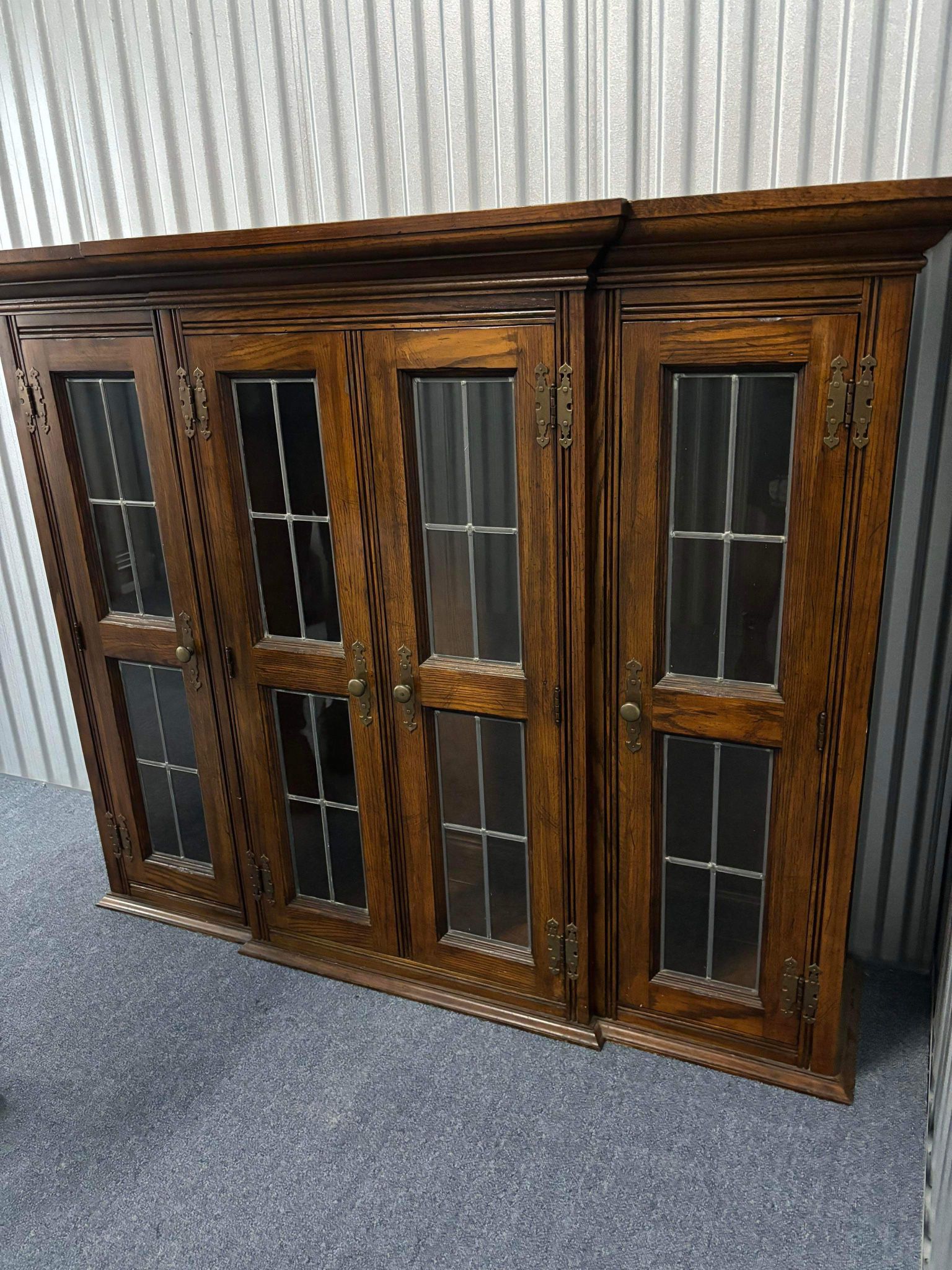 Vintage Hard Wood and Glass Shelve Cabinet (Lit Interior)