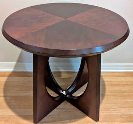 Mid-Century Modern Style 26" Starburst Veneer Accent Table with Sculptural X-Base