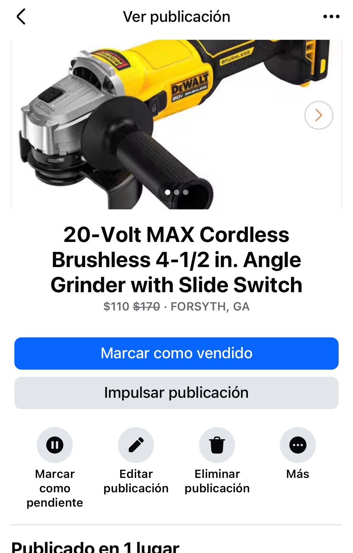 20-Volt MAX Cordless Brushless 4-1/2 in. Angle Grinder with Slide Switch