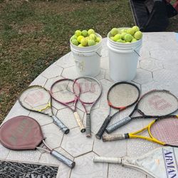  Used Tennis Rackets @$5 Each & Tennis Balls@ .50 Cents Each