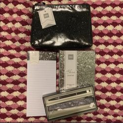 Black And Silver Glitter Stationary Set