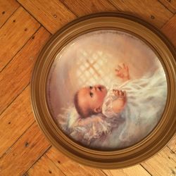 Framed 1998 Christening  Plate : “ God’s Treasure” Kathryn  Andrews Fincher #40011