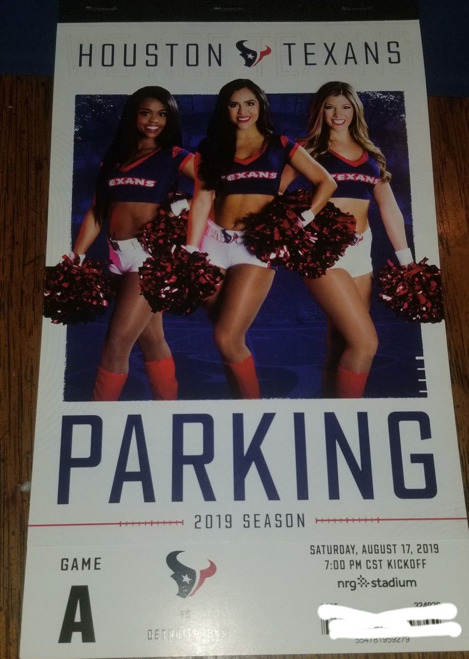 Texans Orange parking pass