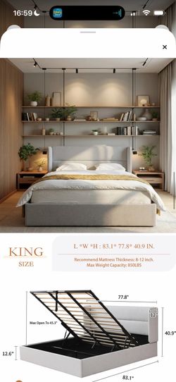 King size bed with storage space