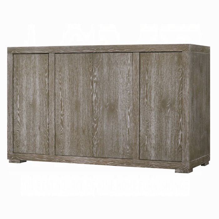 ✅Server Console Dining Cabinet Upholstery, Solid, Wood, Antique, Gray Four-Door Storage Cabinet