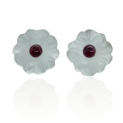 14k Gold Jewelry Quartz Garnet Earrings 