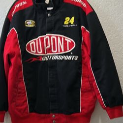 VINTAGE JEFF GORDON Winner's Circle Racing Jacket XL DuPont NASCAR Black & Red
