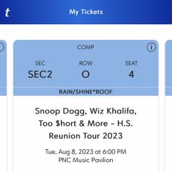 OBO Snoop And Wiz Khalifa Front Row PNC Tickets August 6th 