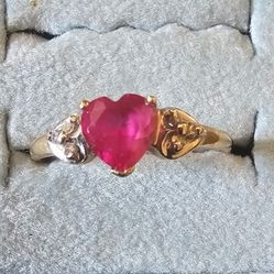 10K Gold Ruby And Diamond Vintage Ring