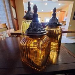 Amber Colored Glass Canister Set
