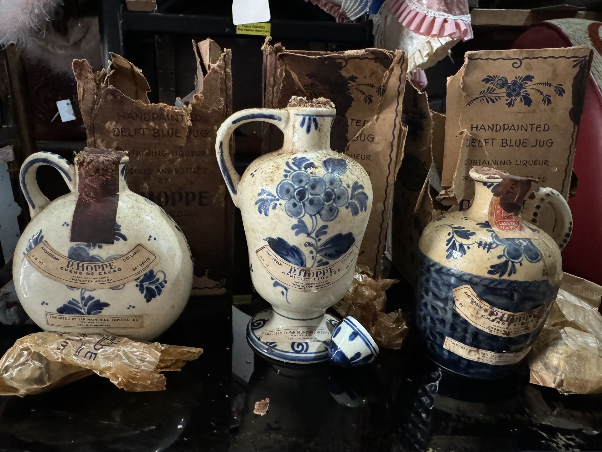 Vintage Delft Blue & White Hoppe Antique bottle 19 century