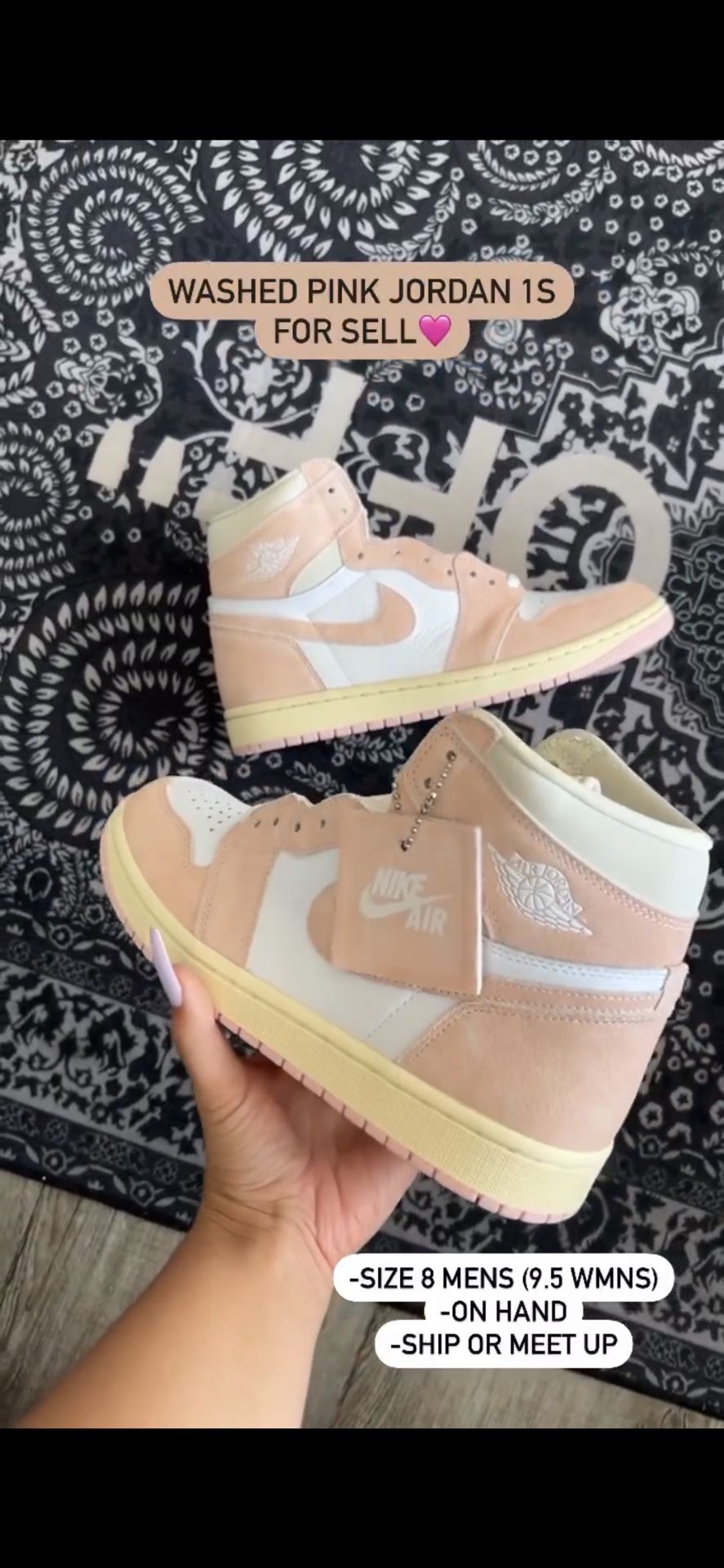 Jordan 1 “Washed Pink” FOR SELL SIZE 8M/9.5W