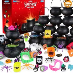 Halloween Party Favor for Kids, 48 Pack Prefilled Small Plastic Witch Cauldron Halloween Miniatures Novelty Toy in Bulk, Halloween Trick or Treat Toys