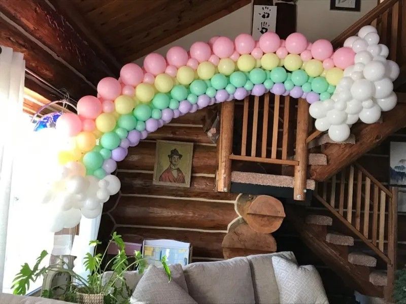 Baby Shower Rainbow Pastel Balloon Arch