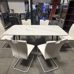 New 71”Sintered Stone Dining Table With 6 chairs