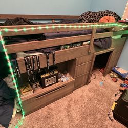 Twin lofted bed and dresser