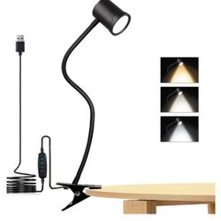 Reading Light, 3 Modes & 10 Brightness Clip on Light, Desk Lamp, Eye Caring...