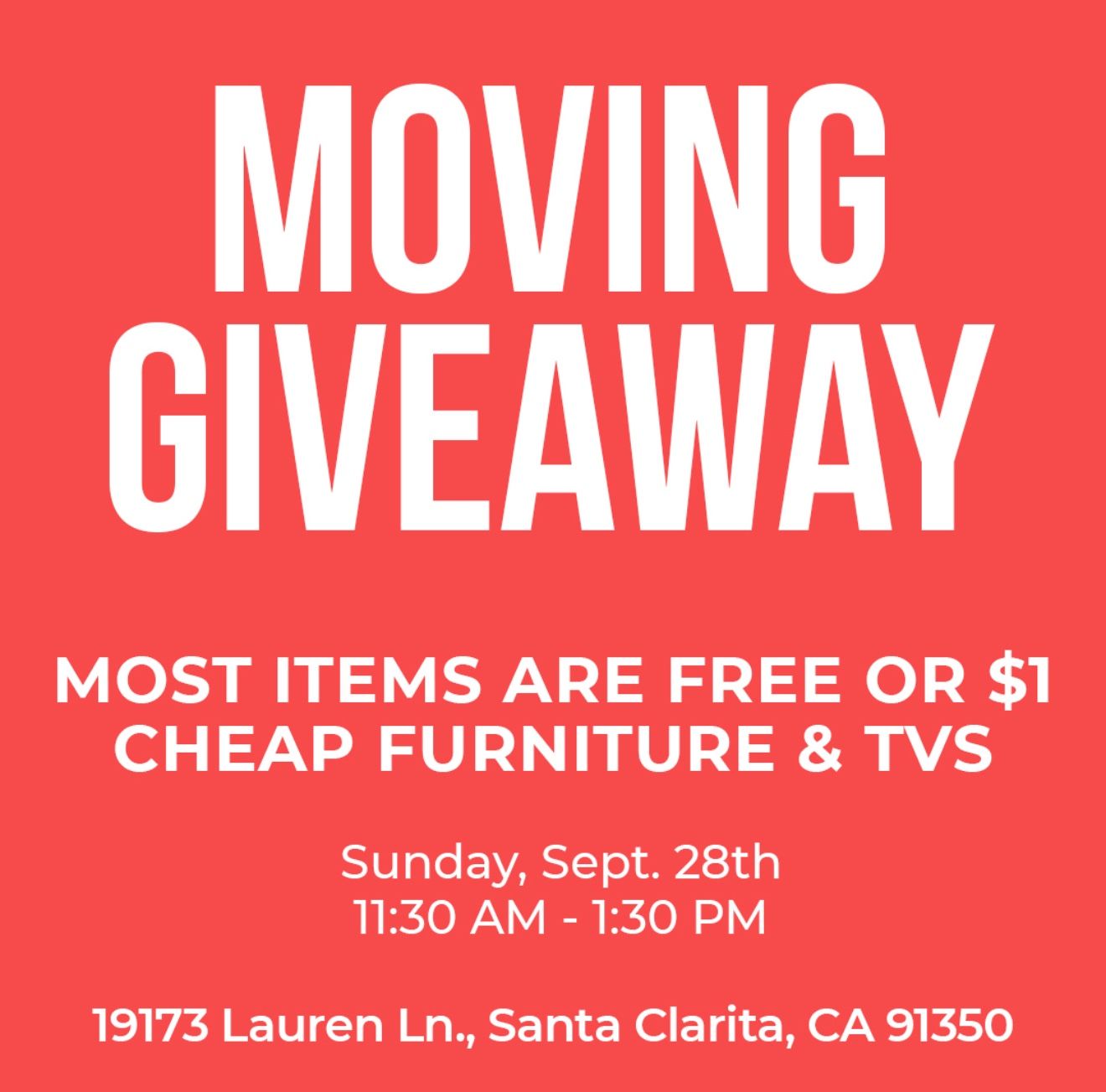 Moving Giveaway (Free & Cheap Items)
