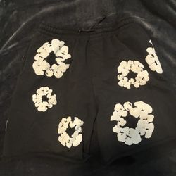 Black Denim Tear Shorts