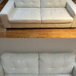 2 Faux white leather couch