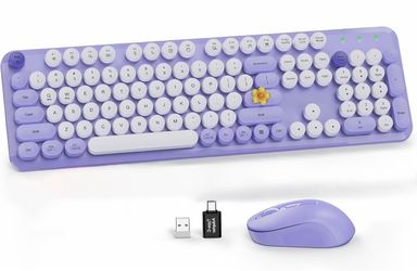 Purple Wireless Full-Size Keyboard & Mouse